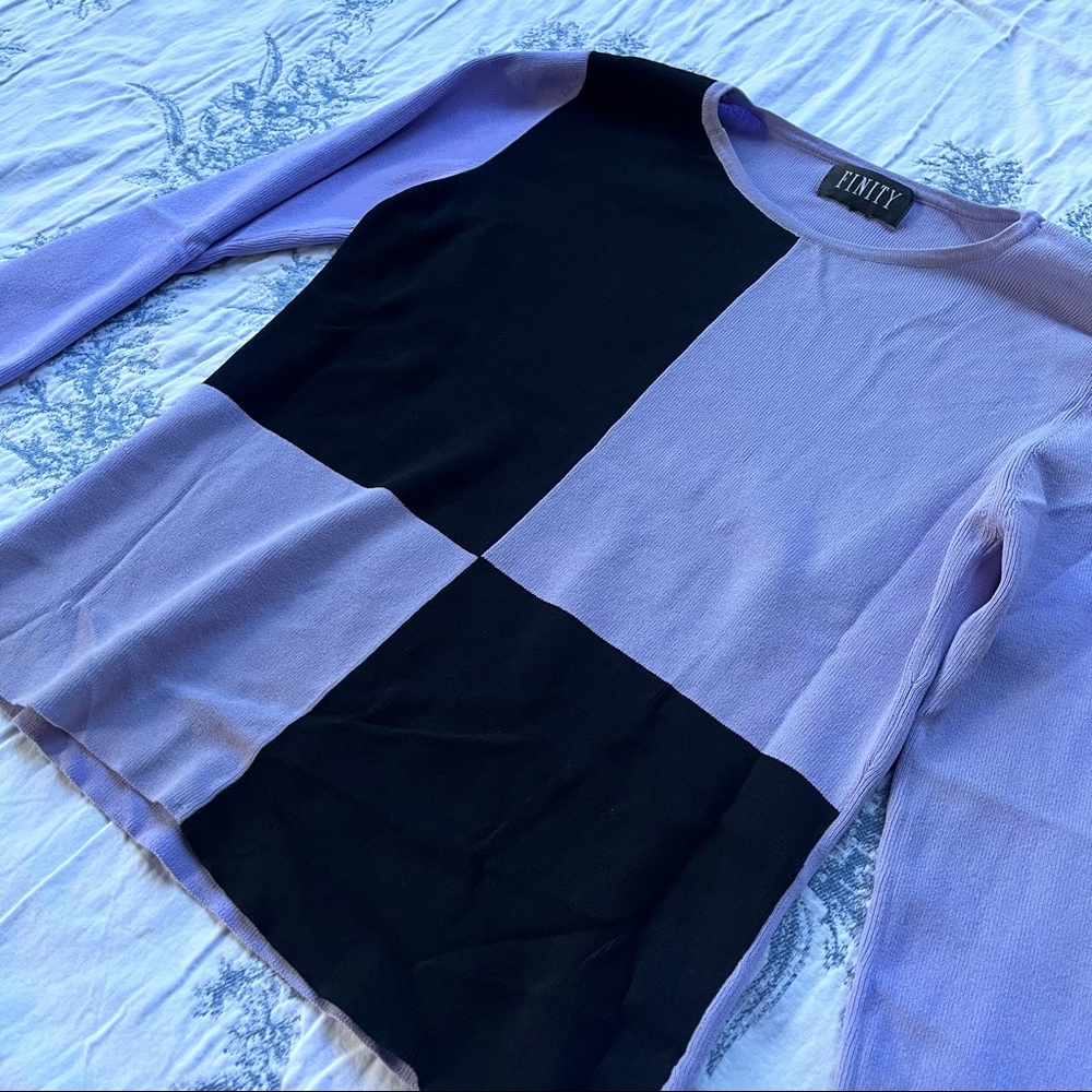 Y2k Vintage purple color block ribbed long sleeve